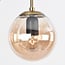 Designer pendant light Hepta with 7 amber glass globes