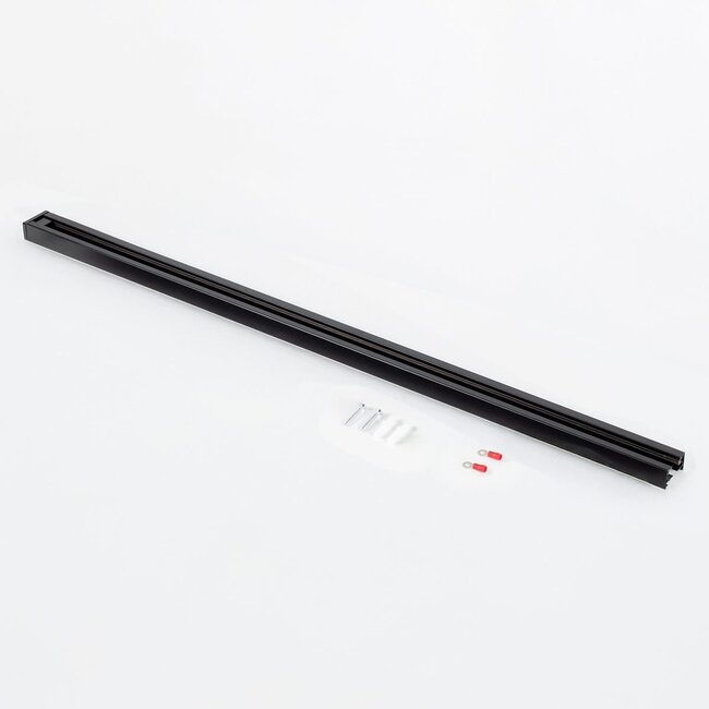 Connectable 1-phase rail, 75 cm, without connection block, with end cap - Black