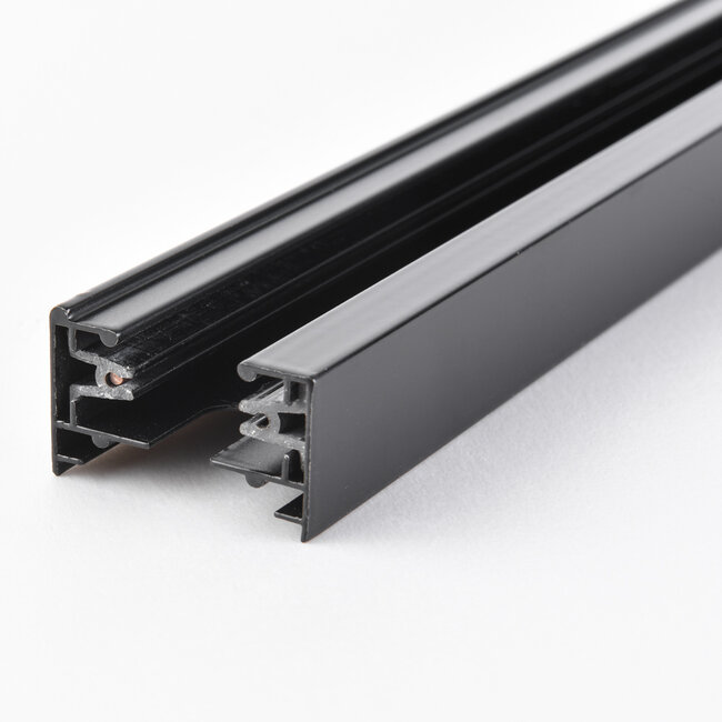 Connectable 1-phase rail, 75 cm, without connection block, with end cap - Black