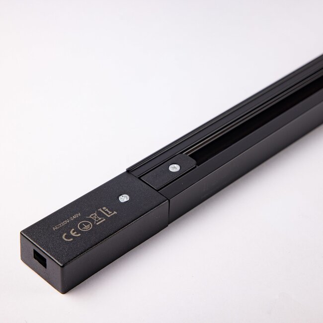 Connectable 75 cm single-phase rail with connection block and end cap - Black