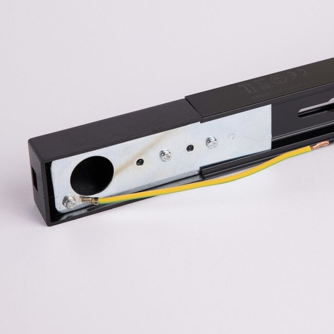 Connectable 1-phase track in 75 cm with connection block and end cap, black