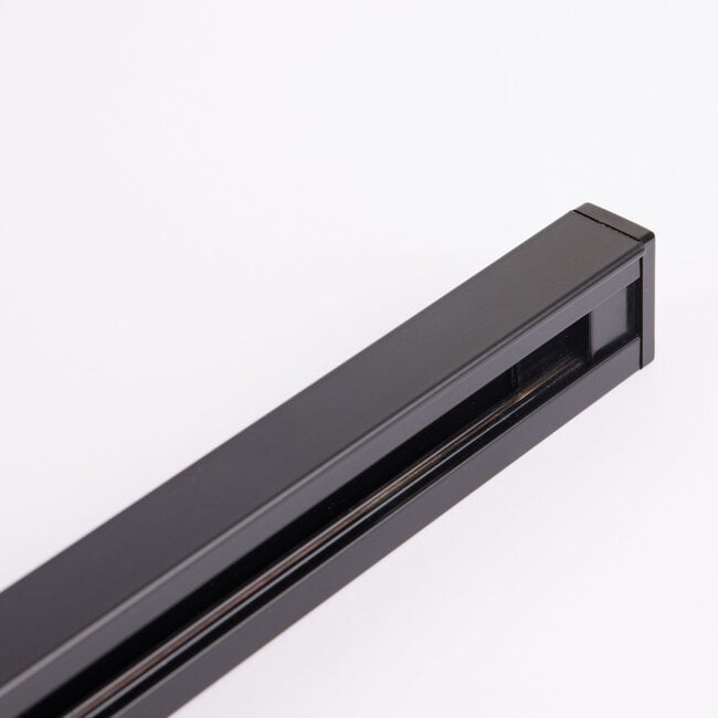 Connectable 1-phase track in 75 cm with connection block and end cap, black