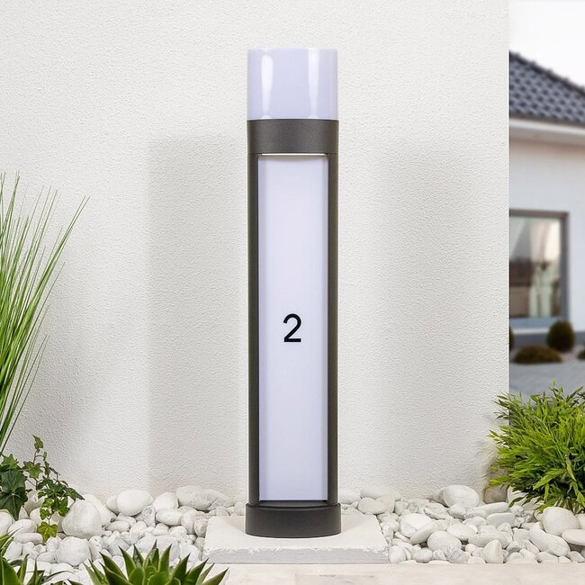 Standing outdoor lamp with house number - Gianna