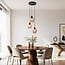 3-light designer pendant light Stockton - matt black and amber glass