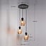 3-light designer pendant light Stockton - matt black and amber glass