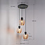 Design matt black and sand gold pendant lamp with Amber glass 3-light - Stockton