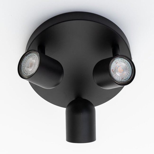 Matt black ceiling spotlight, 3-light - Caro