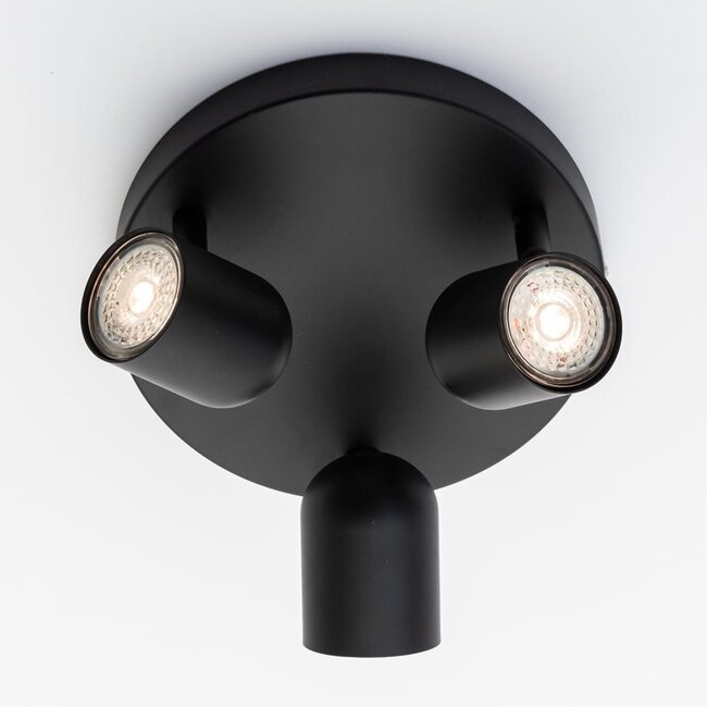 Matt black ceiling spotlight, 3-light - Caro