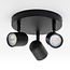 Matt black ceiling spotlight, 3-light - Caro