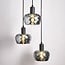 3-light pendant light Reno - matt black and smoked glass
