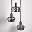 3-light pendant light Reno - matt black and smoked glass