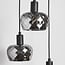 3-light pendant light Reno - matt black and smoked glass