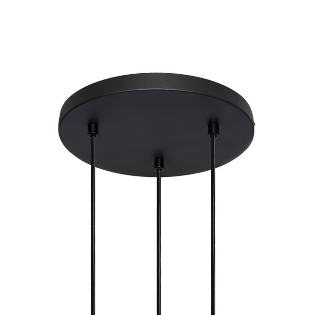Matt black pendant lamp with smoked grey glass, 3-light - Reno
