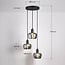 3-light pendant light Reno - matt black and smoked glass