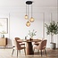 3-light designer pendant light Sila - ribbed amber glass
