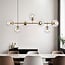 7-light designer pendant light Hepta - clear glass and gold