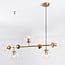 7-light designer pendant light Hepta - clear glass and gold