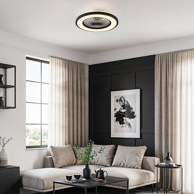 Smart Black ceiling fan with Remote control, TUYA WiFi app and RGB function - Starry