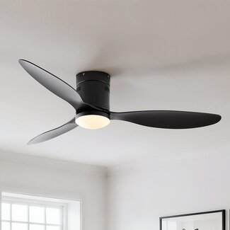Ceiling fan with light, three blades and Black - Zazoe