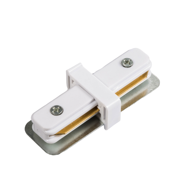 Straight connector for single-phase rail - White