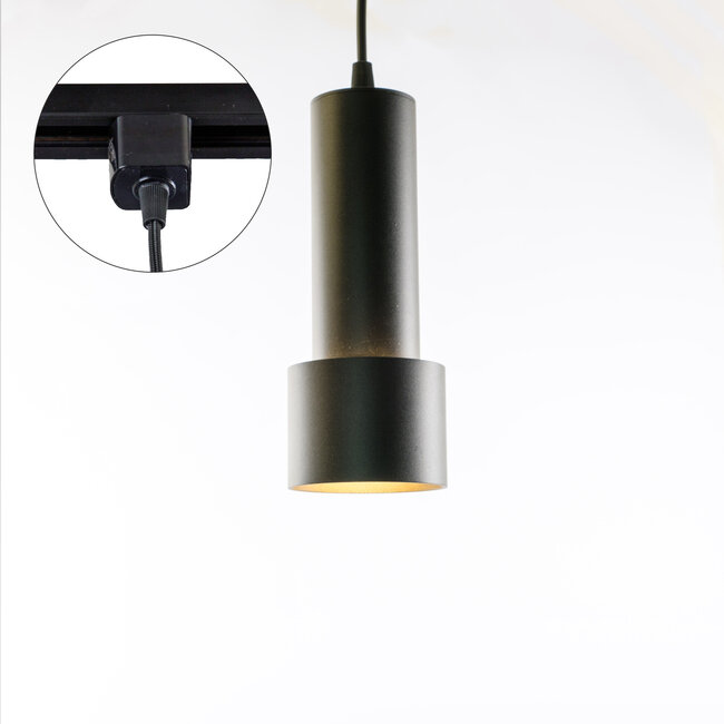 Jim t1-phase track tube pendant light, black