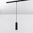 Luke 1-phase track tubular pendant light, black with matt diffuser