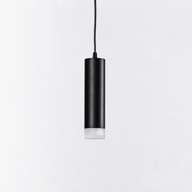 1-phase rail tube pendant lamp Luke - Black with matt diffuser