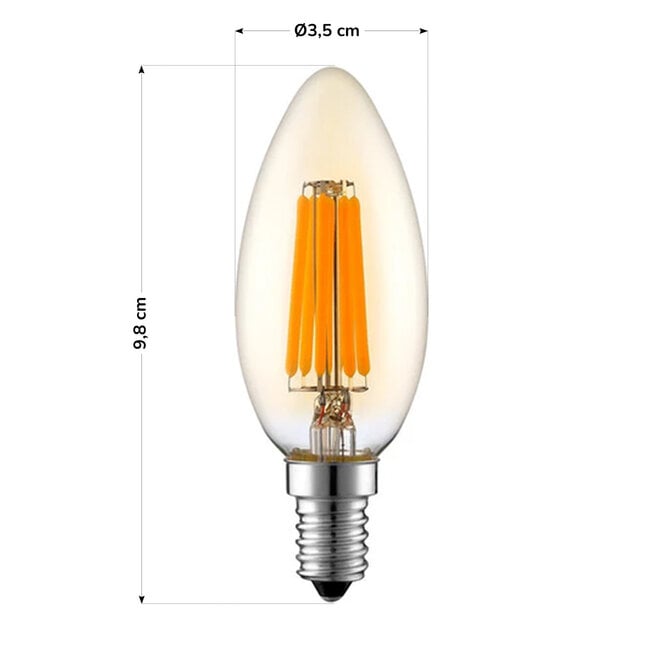E14 LED filament candle bulb dimmable amber 5.5W