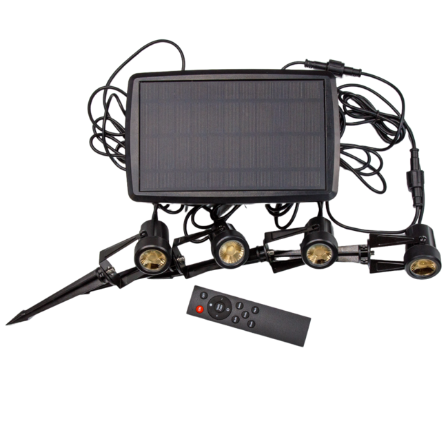 Solar RGB garden spotlight with ground spike (set of 4)