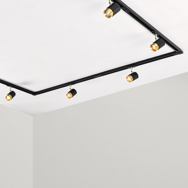 Modern 1.5 metre single-phase track lighting system with Lexi spotlights - spotlights on track