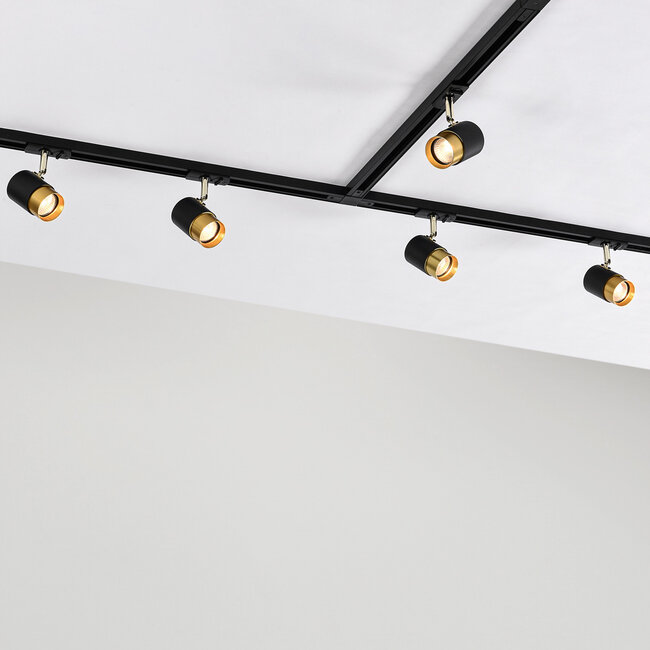Modern 1.5 metre single-phase track lighting system with Lexi spotlights - spotlights on track