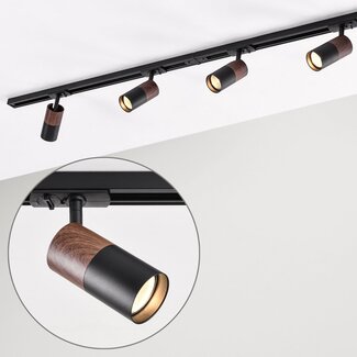 Modern 1.5 metre single-phase track lighting system with Linn spotlights - voltage track