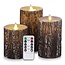 Candle set tree bark with remote control Arbor - Set of 3