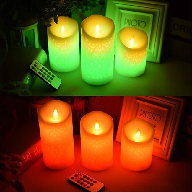 RGB candles with remote control Silas - Set of 3