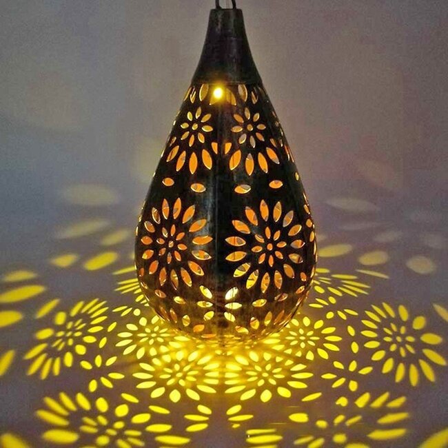Bronze teardrop solar pendant lamp - Zelia