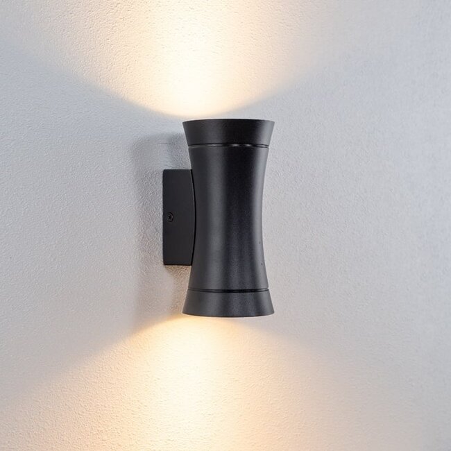 Modern black 2-light outdoor wall lamp - Olympia