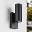 Modern outdoor wall light with twilight sensor, Black, 2-light - Zane