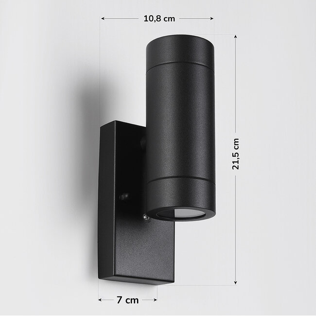 Modern outdoor wall light with twilight sensor, Black, 2-light - Zane