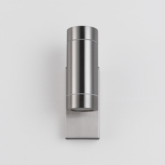 Designer lighting stainless steel outdoor wall light with twilight sensor, 2-light - Saul