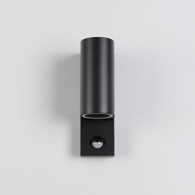2-light outdoor wall light Curtis with sensor - black