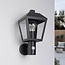Country-style outdoor wall light Dax with sensor - black