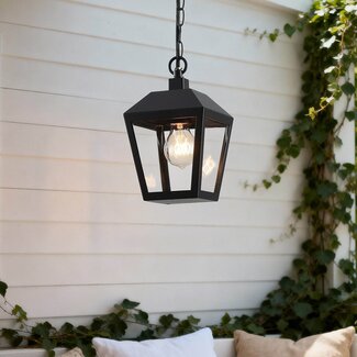 Rustic outdoor pendant lamp, Black - Joy
