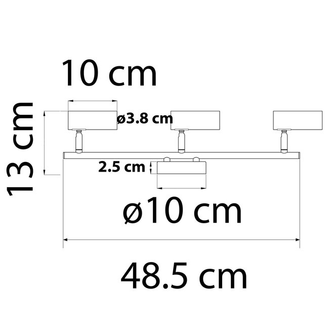 Modern ceiling lamp with 3 spotlights - Zane
