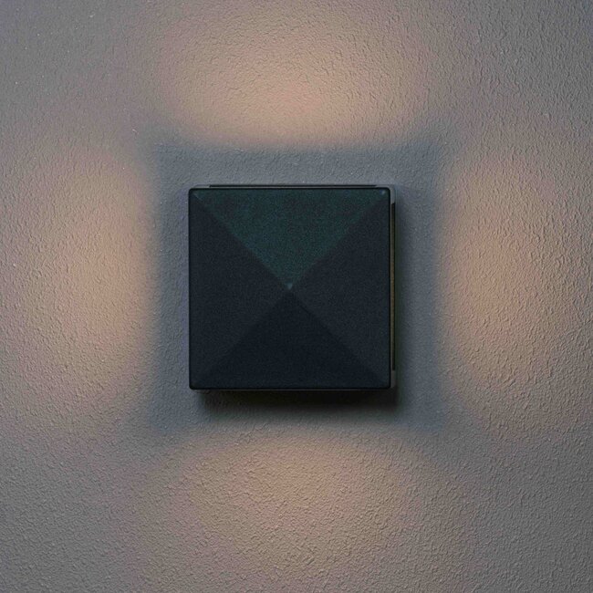 Square outdoor wall light Otis - black with integrated LED