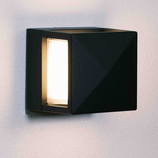 Square outdoor wall light Otis - black with integrated LED