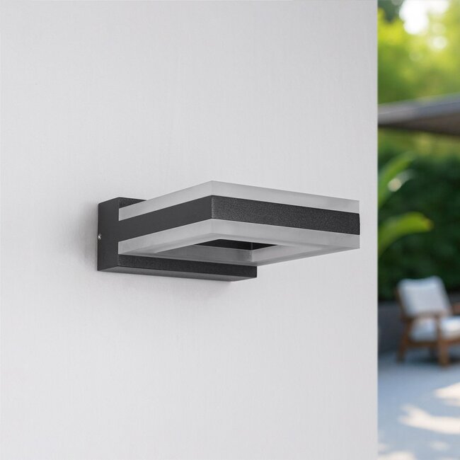 Modern square outdoor wall light Nori - black with integrated LED