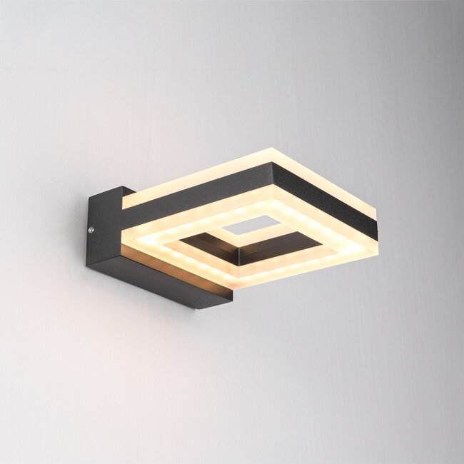 Modern square outdoor wall light Nori - black with integrated LED