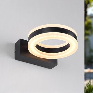 Round outdoor wall light Noor - black with integrated LED