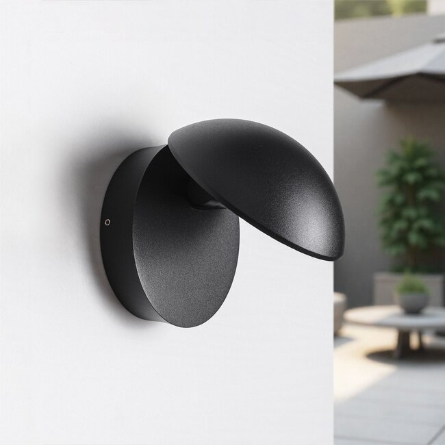 Adjustable round outdoor wall light Liv - black with integrated LED