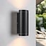 Modern 2-light outdoor wall light - Mika black